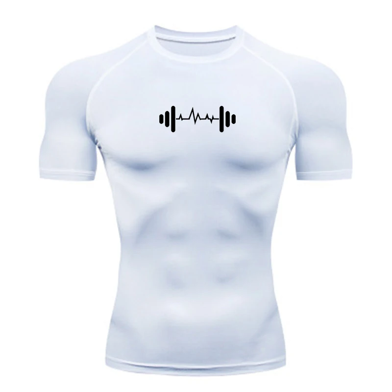 

Men's compression T-shirt gym exercise fast drying tight T-shirt outdoor training fitness elastic top summer men's T-shirt