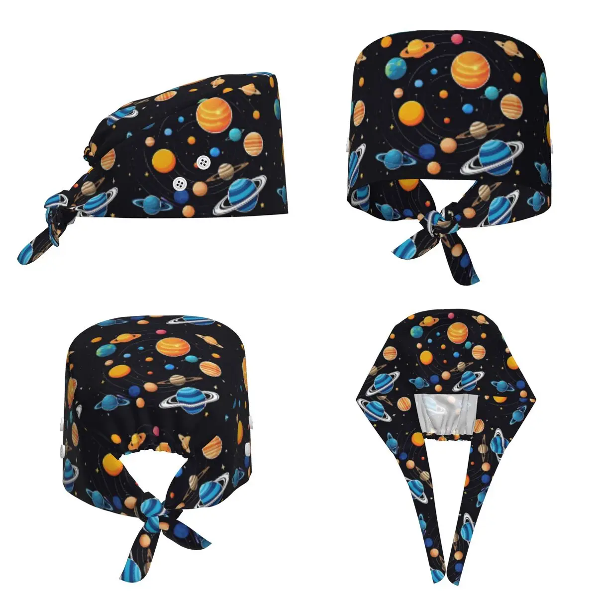 Solar System Space Planets Universe Scrub Hat Doctor Working Surgical Cap Unisex Adjustable Nursing Caps for Dentist
