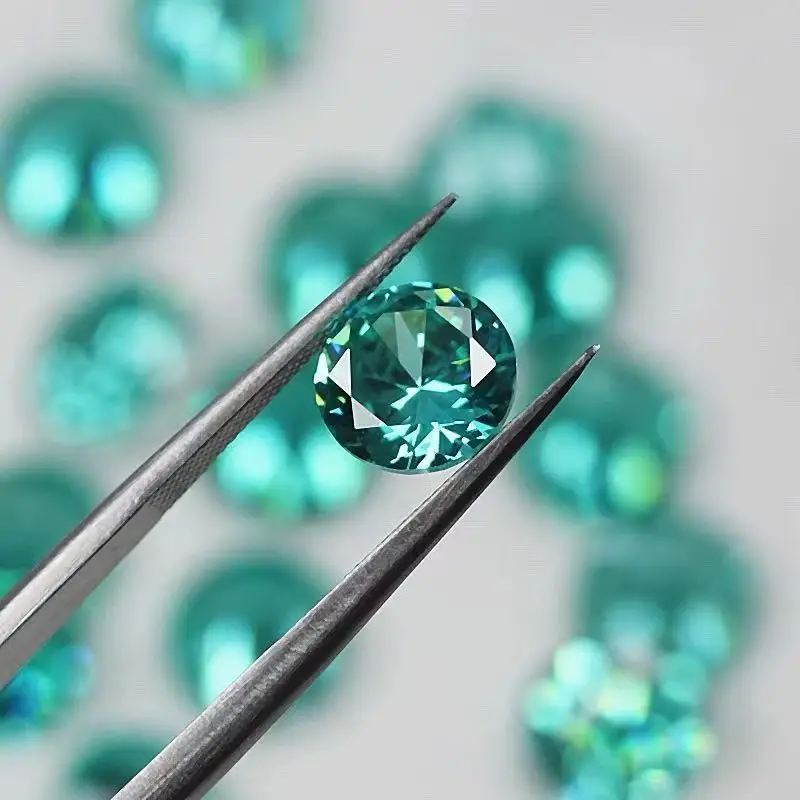 Laborgezüchteter Paraiba-Rundschliff in Neonblau für DIY-Schmuckherstellung, Ring, Halskette, Ohrringe, Hauptmaterialien, Zertifikat – Detail 5