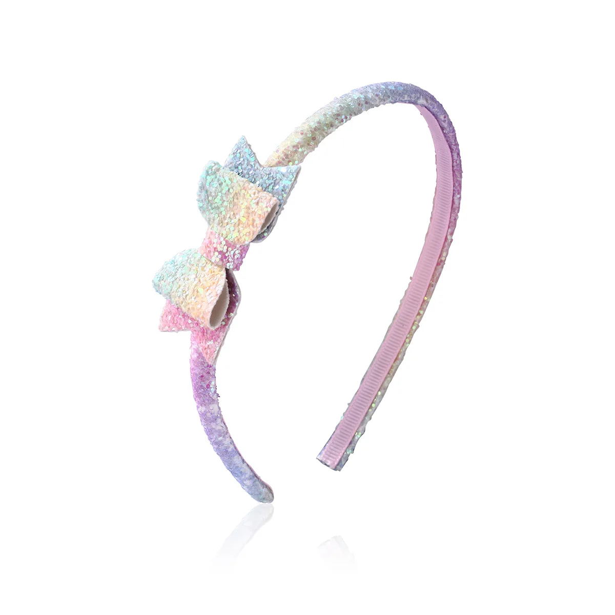 10pcs Glitter Gradient Color Bow Hairbands Pastel Bowknot Hard Headbands Fashion Headwear Boutique Hair Accessories for Girls