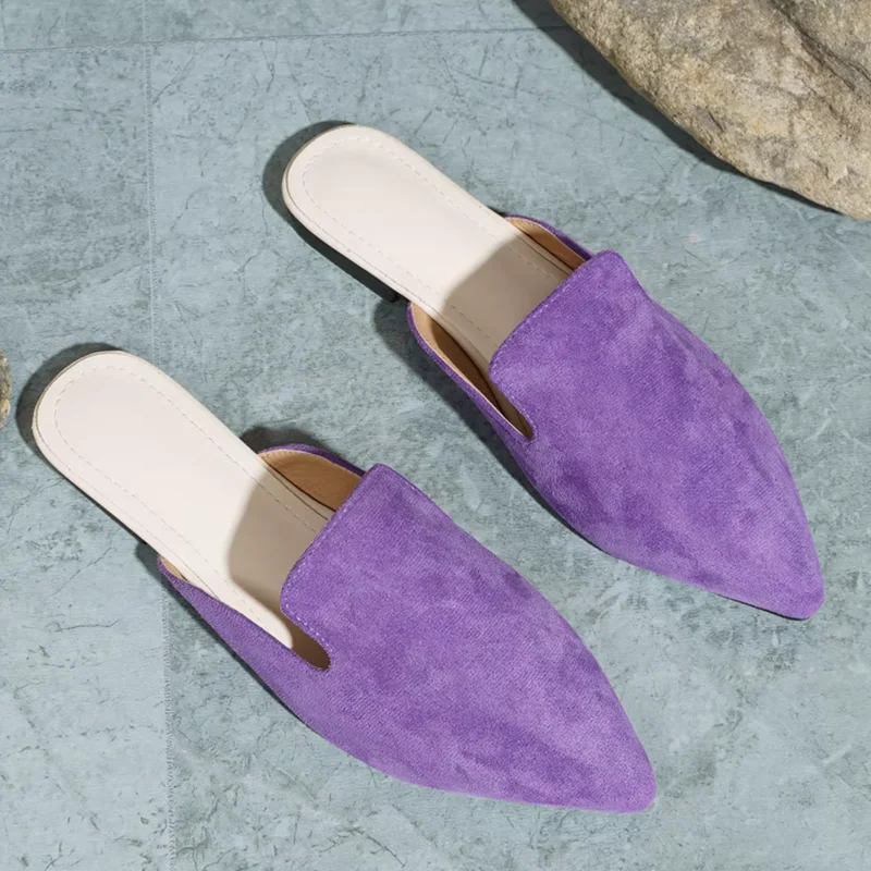 Woomen Summer Simple mezze pantofole Flock Cloth Shoes Outoddor comodo senza tacchi diapositive punta a punta taglie forti 33-48 28cm verde