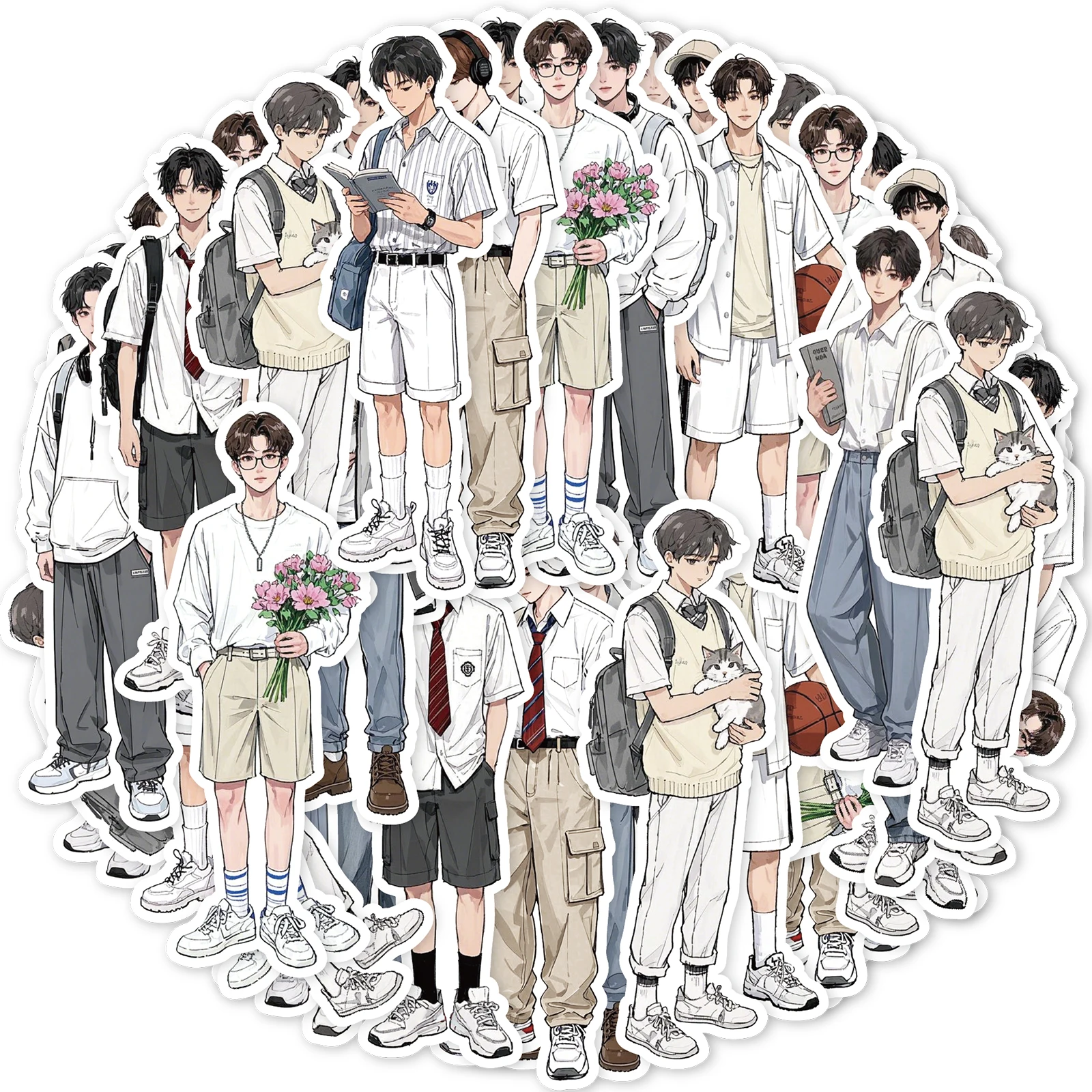 20pcs of Exquisite Boy Magazine and Newspaper Character Pattern Korean Stickers for Phone Cases Diy Decor Fridge Kids Stickers