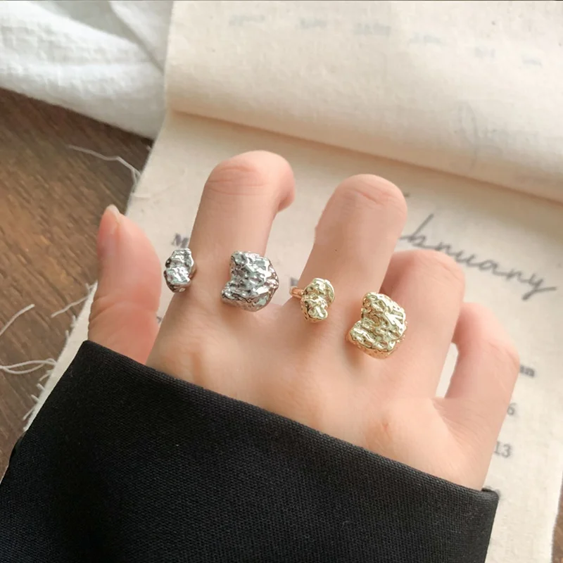 

Кольца неправильной формы из стерлингового серебра 925 пробы для женщин, пара, минималистичные простые ювелирные изделия ручной работы для вечеринок, подарок для предотвращения аллергии