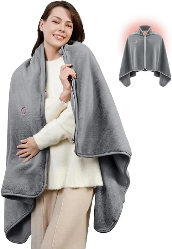 

Перезаряжаемое беспроводное одеяло с подогревом - теплый плед на батарейках для использования на улице, в автомобиле и дома