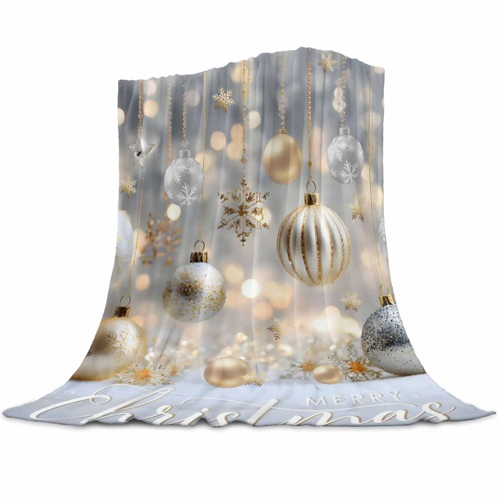 

Christmas Text Colored Ball Throws Blankets for Sofa Bed Winter Soft Plush Warm Family Friends Holiday Gifts