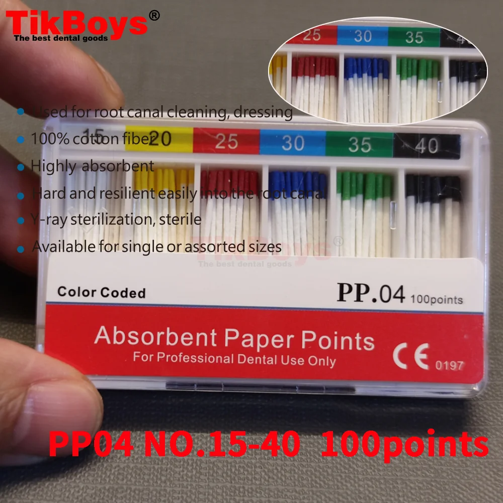 1 Box Dental Absorbent Paper Points GP/PP 02 04 06 Taper 15-40# Dentist Use Dentistry Materials Endodontic Cotton Fiber Tips