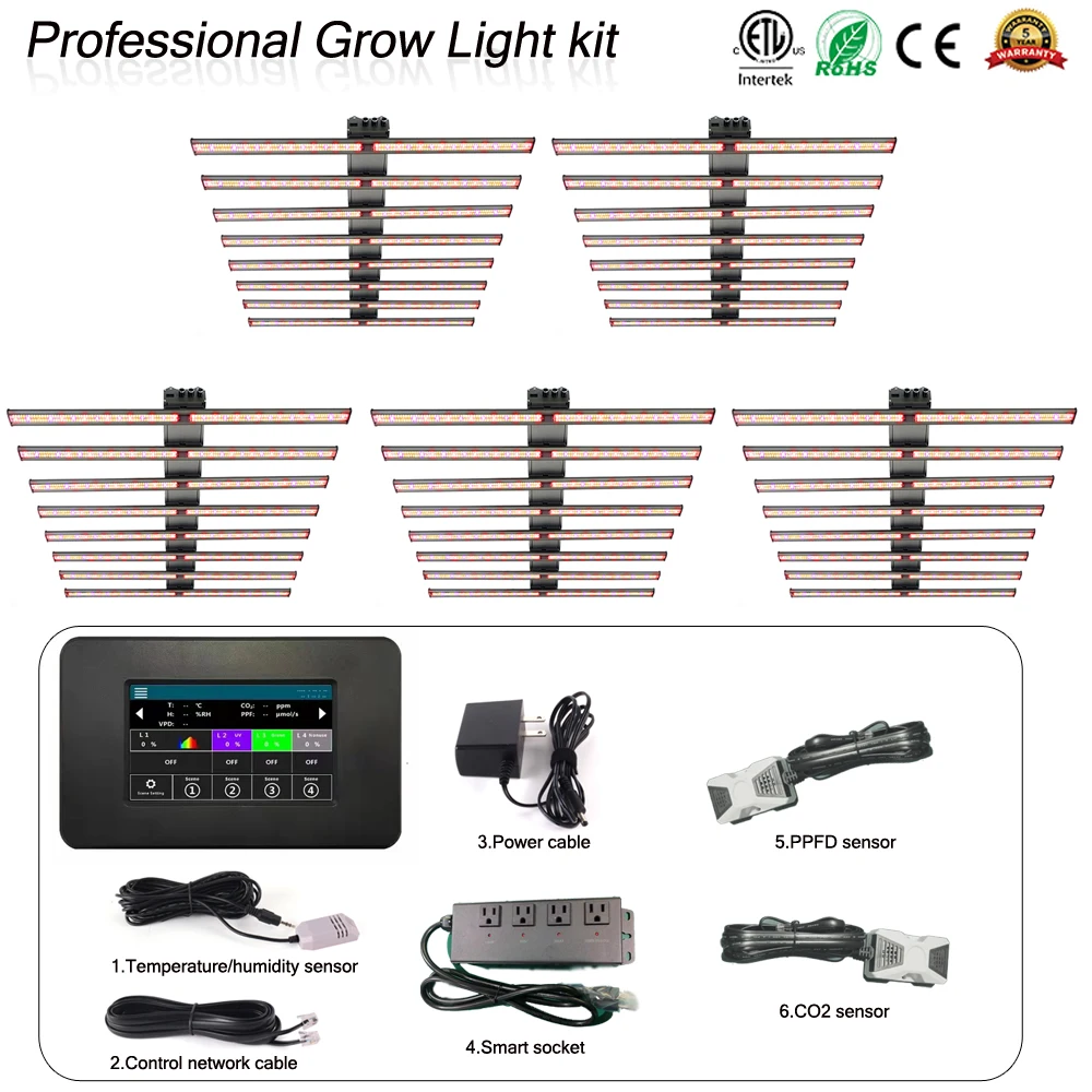 LED Grow light 800W Kit With Smart controller and socket Full Spectrum UV IR professional Greenhouse Tent Hydroponics Phytolamp