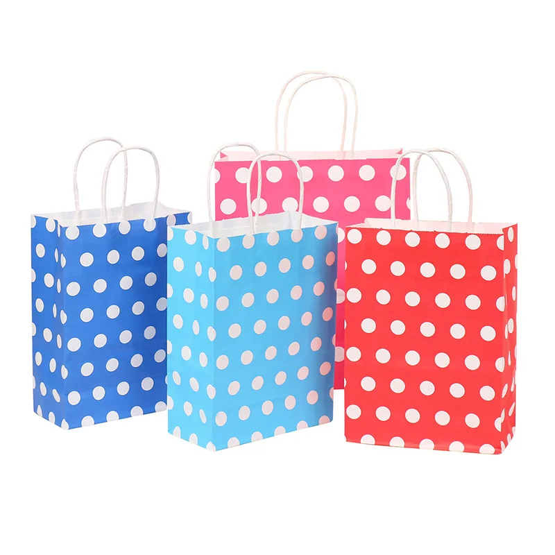 25pcs Polka Dot Gift Paper Jewellery Jewellery Storage Clothes Shoes Tote Packaging Bag Christmas Wedding Party Gift Bag