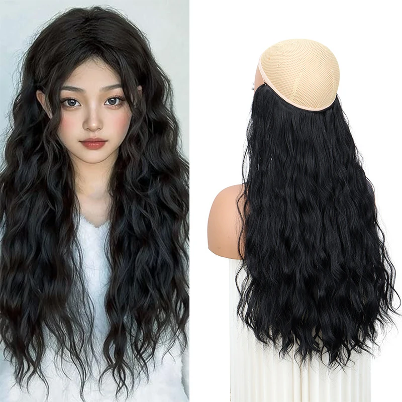 

Invisible Fish Line Hair Extensions Fluffy Curly Hidden Fish Line Hairpiece Synthetic 18 inch Adjustable Hair Piece for Women