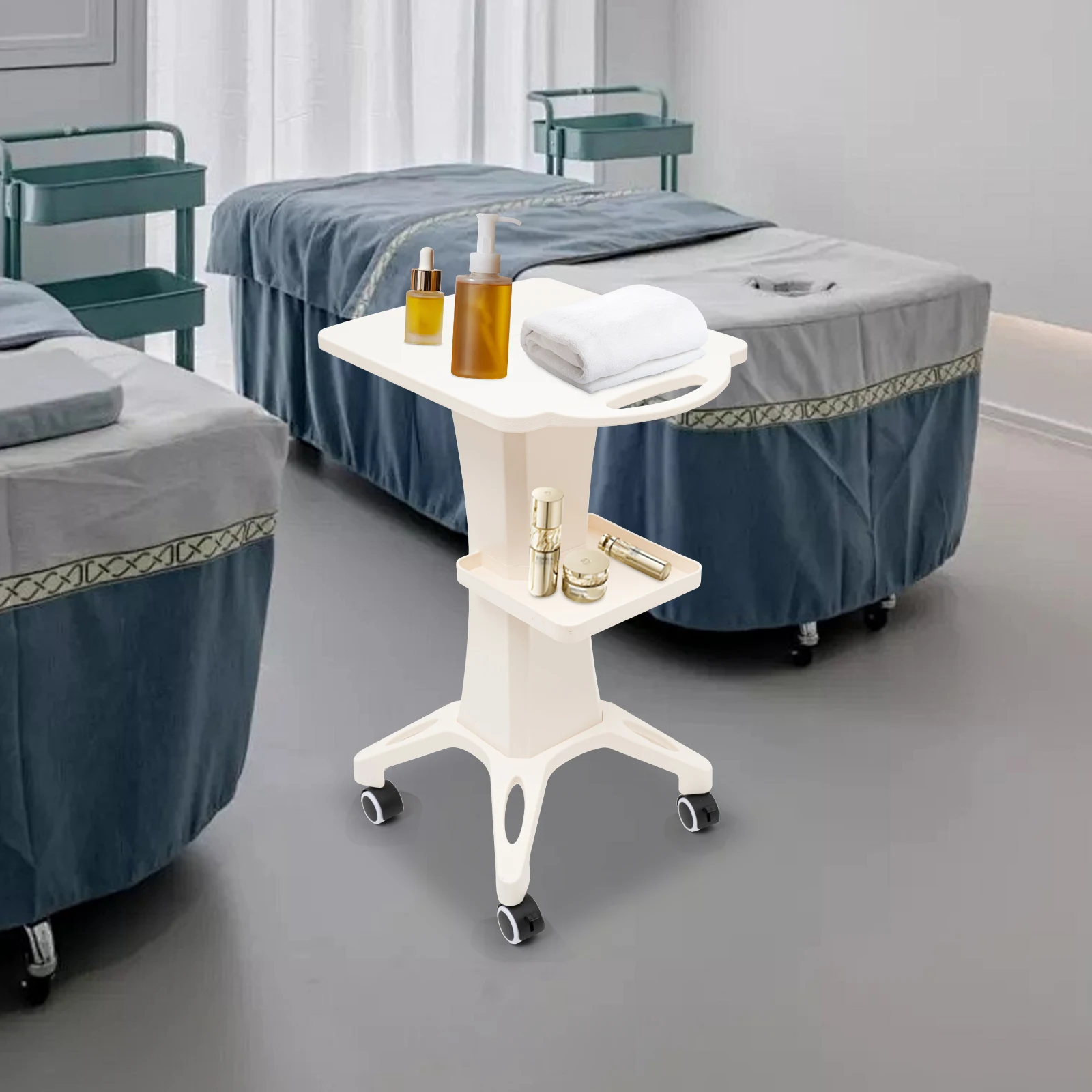 Beauty Salon Trolley ABS Anti Corrosion Storage Cart with 4 Wheels for Beauty Instruments Skincare Tools Mobile Organization