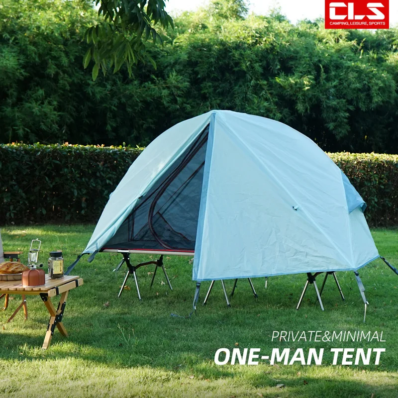 Outdoor camping ground-level single-person foldable portable fishing rain and windproof UV-resistant mosquito net tent