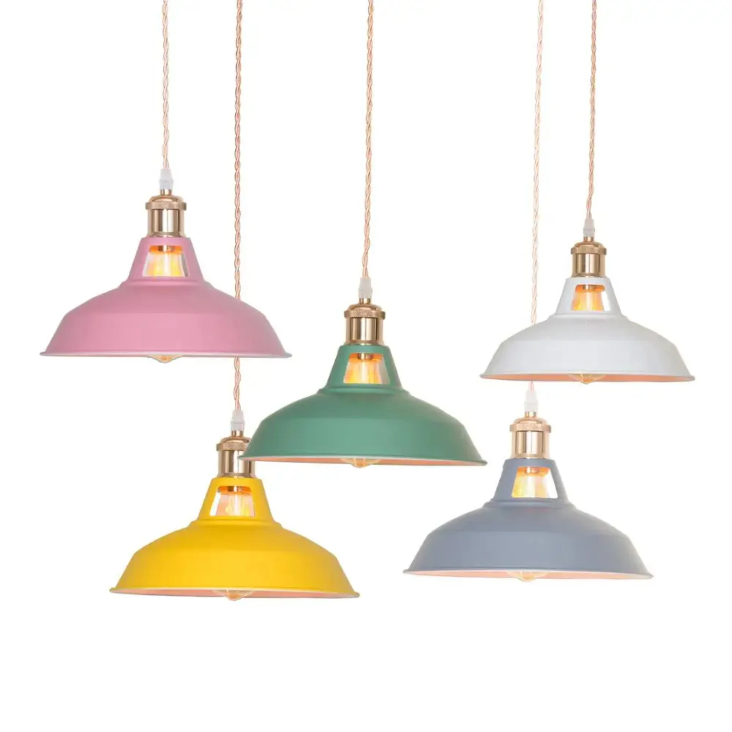 Vintage Industrial Pendant Lamp - Colorful Retro Style Hanging Light for Restaurant Kitchen Decor