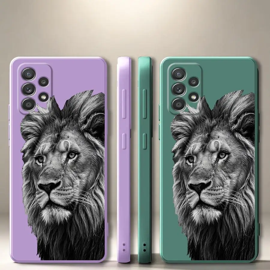 Front Facing Lion Phone Cover Case for Samsung Galaxy A17 A12 A15 A24 A20s A36 A26 A13 A14 A51 A71 A16 A05 A35 A04 A34 A73 A27