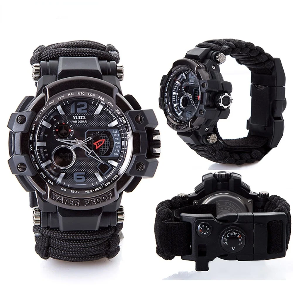 Men Military Sports Digital Watches Compass Outdoor Survival Multi-function Waterproof Watch Masculino Cinta Metrica Electronica