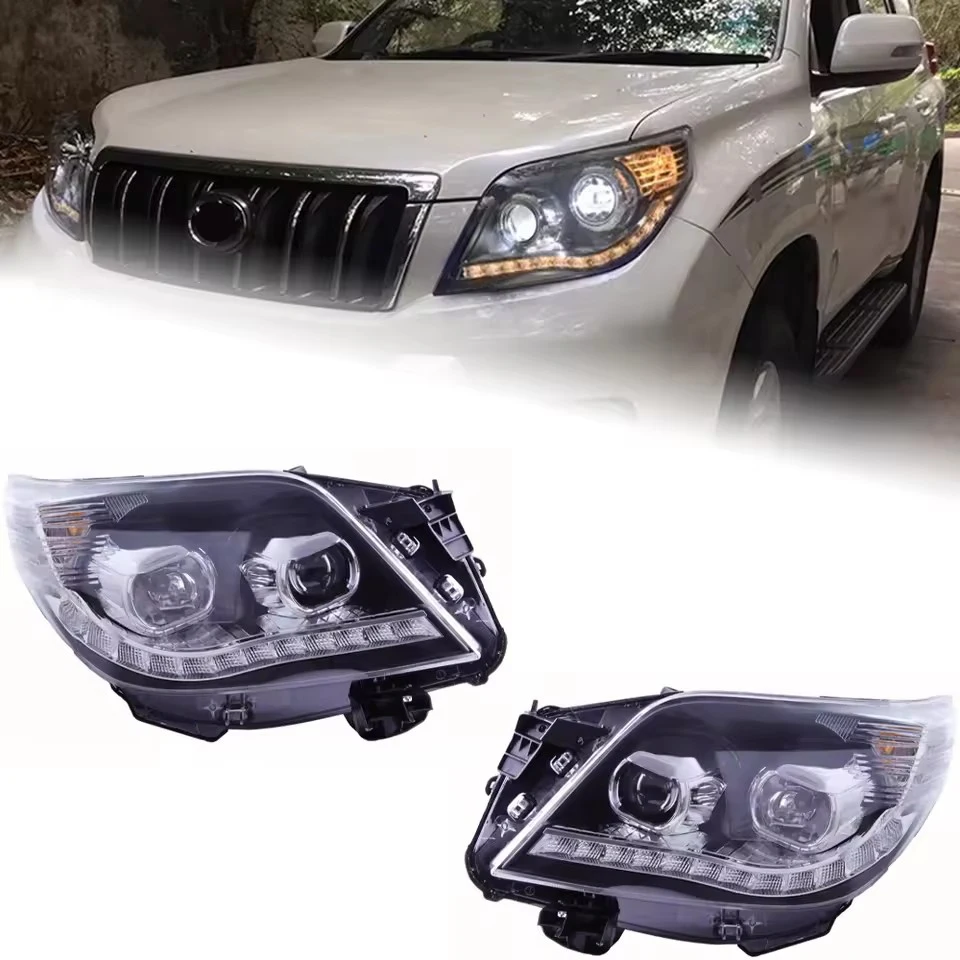 Стайлинг автомобиля для фар Toyota Prado 2010-2012 LC150, светодиодная фара DRL, скрытая фара, ангельский глаз, биксеноновый луч, аксессуары