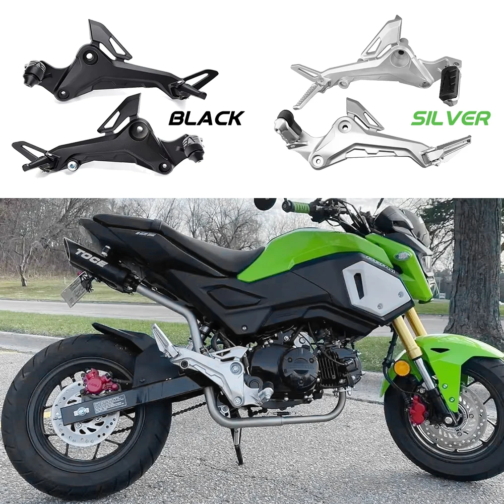 

Motorcyle Footpegs Right & Left Side in Aluminium Alloy Material Compatible with Honda Grom 2017-2020 Msx 125 SF, Black/Silver