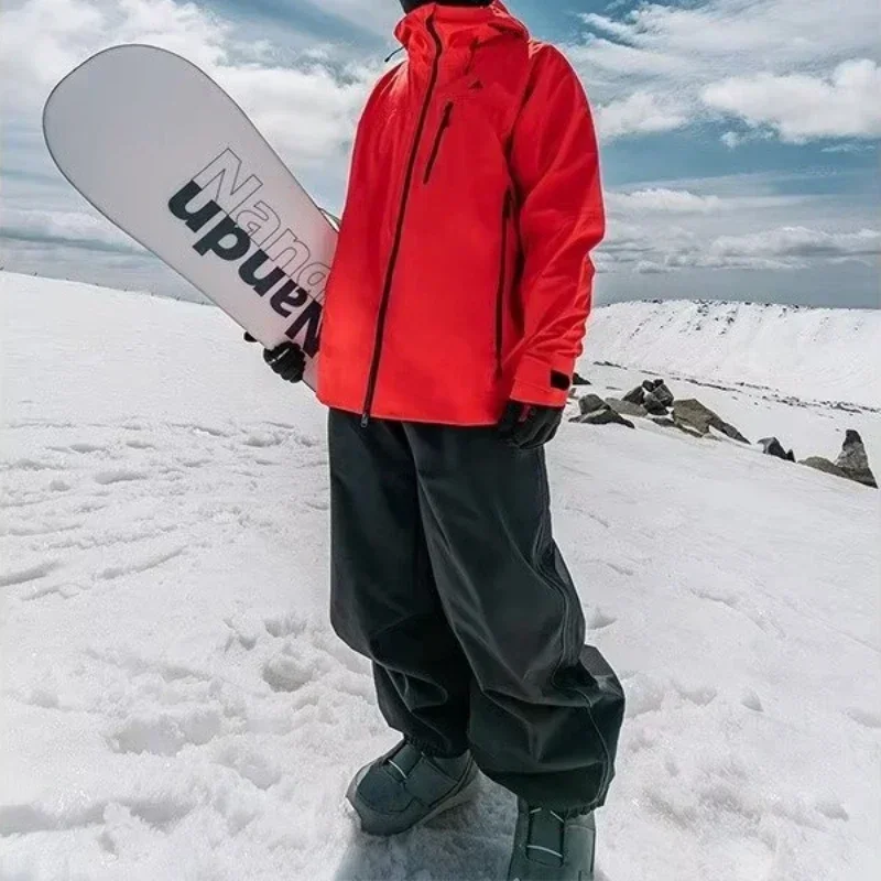 Fashion Single Board Ski Pants Casual Track  High Waist Wide Pants Waterproof Wear Resistant Professional Double Board Ski Pants