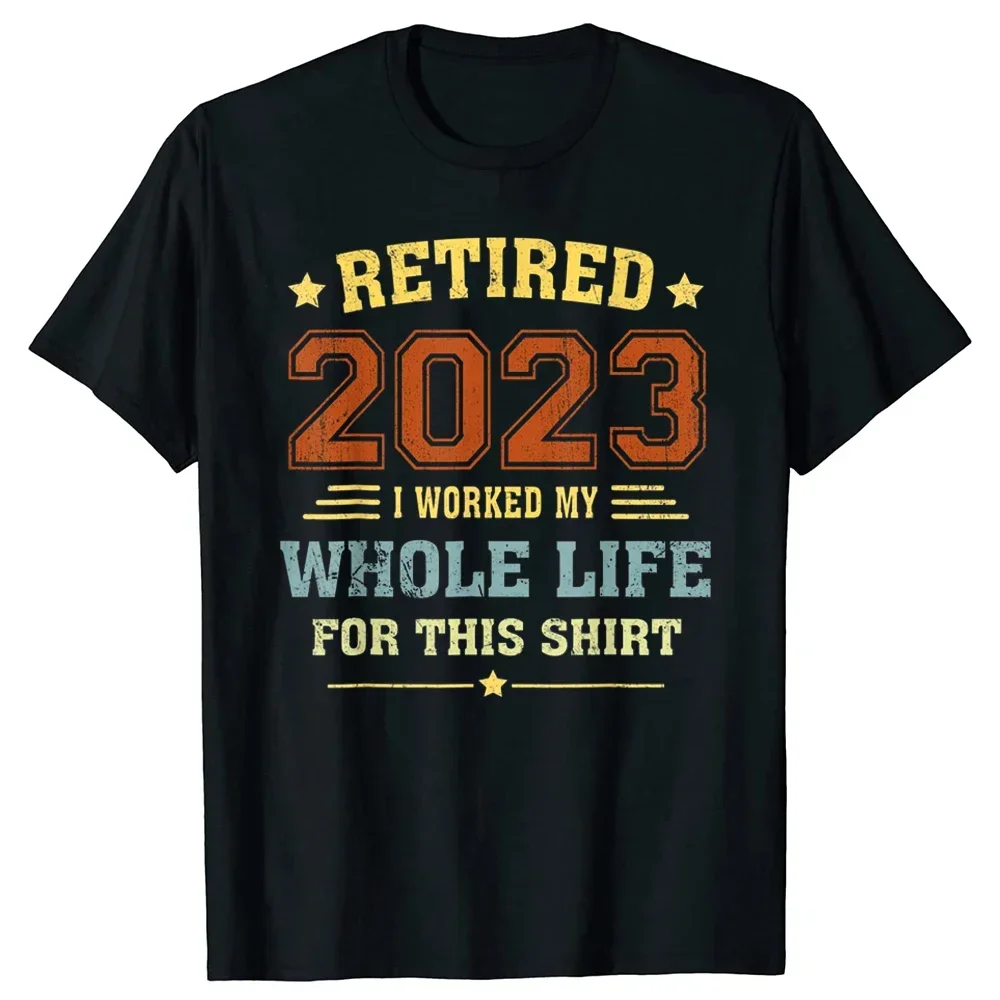 

Retired 2023 Funny Vintage Retirement Humor Tee Tops Round Neck Short-Sve Fashion Tshirt Clothing Casl Bas T-shirts