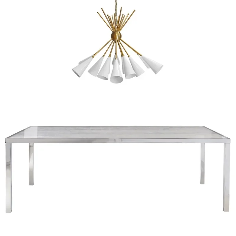 

Modern simple stainless steel dining table model light luxury dining table