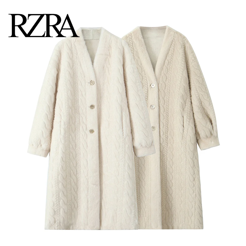 RZRA 2024 Winter New Women's Lazy Style Women's Long Retro Twisted Fur One-piece Imitation Mink Fur Cardigan Fur Coat