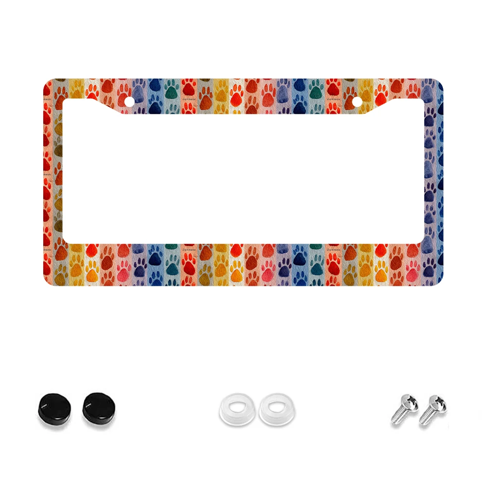 

1 шт. красочная рамка номерного знака с 2 отверстиями и принтом лапы, алюминиевый материал, 6x12 дюймов с комплектом винтов, забавный мультяшный дизайн для автомобиля De