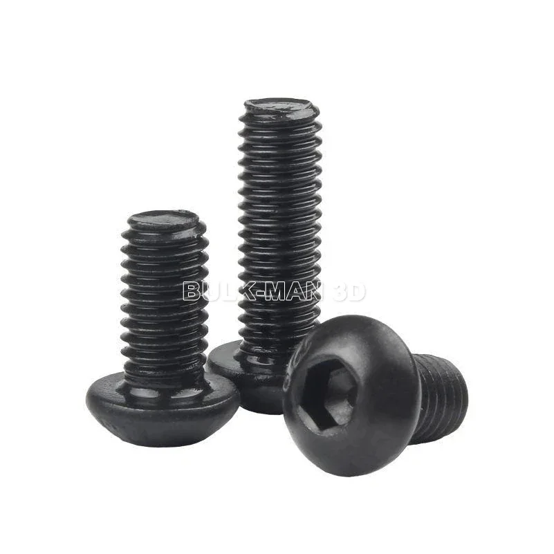 50Pcs M3 M4 M5 M6 Round 304 Stainless Steel or Black G10.9 Hex Screws Cap Socket Screw Button Head Allen Bolts Screws