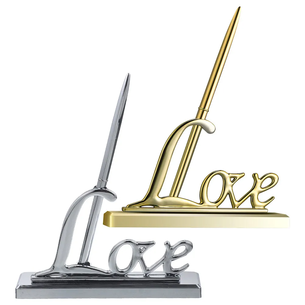 

Набор из 2-х элегантных металлических ручек для подписи на свадьбу с подставкой в форме сердца, для гостевой книги на девичнике, украшение для рабочего стола на приёмную