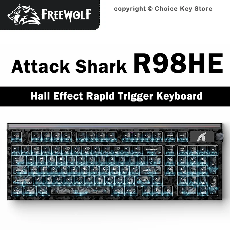 ATTACK SHARK R98HE Magnetic Gaming Keyboard 8000Hz Hall Effect  0.005mm Rapid Trigger 98% Layout RGB Wired Mechanical Keyboard