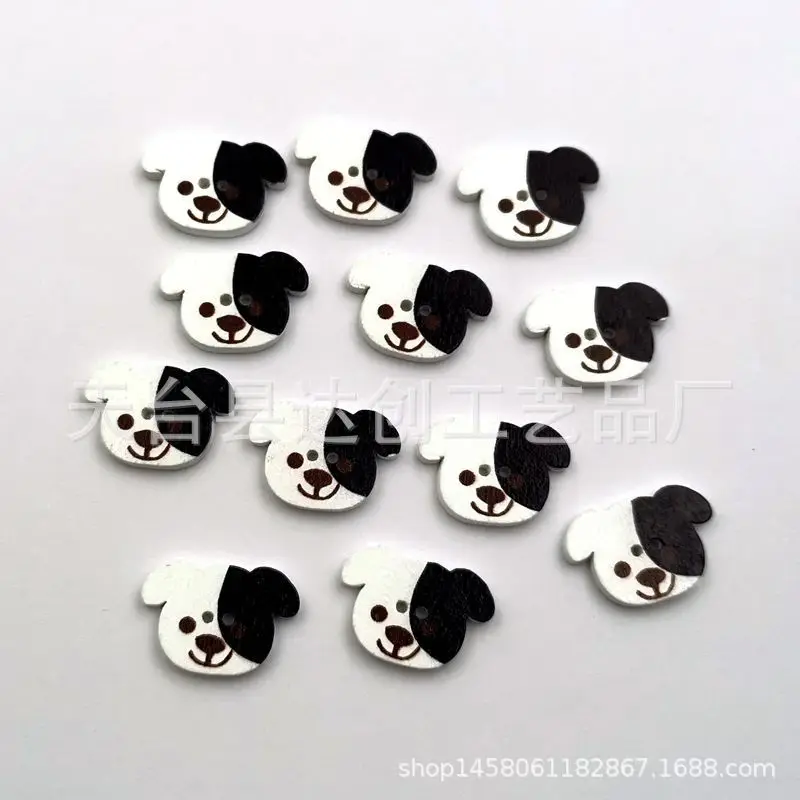 Universal DIY Holz Cartoon Bild Kleidung Tier Knöpfe, kreative süße Farbe schwarz und weiß Welpen dekorative Knöpfe