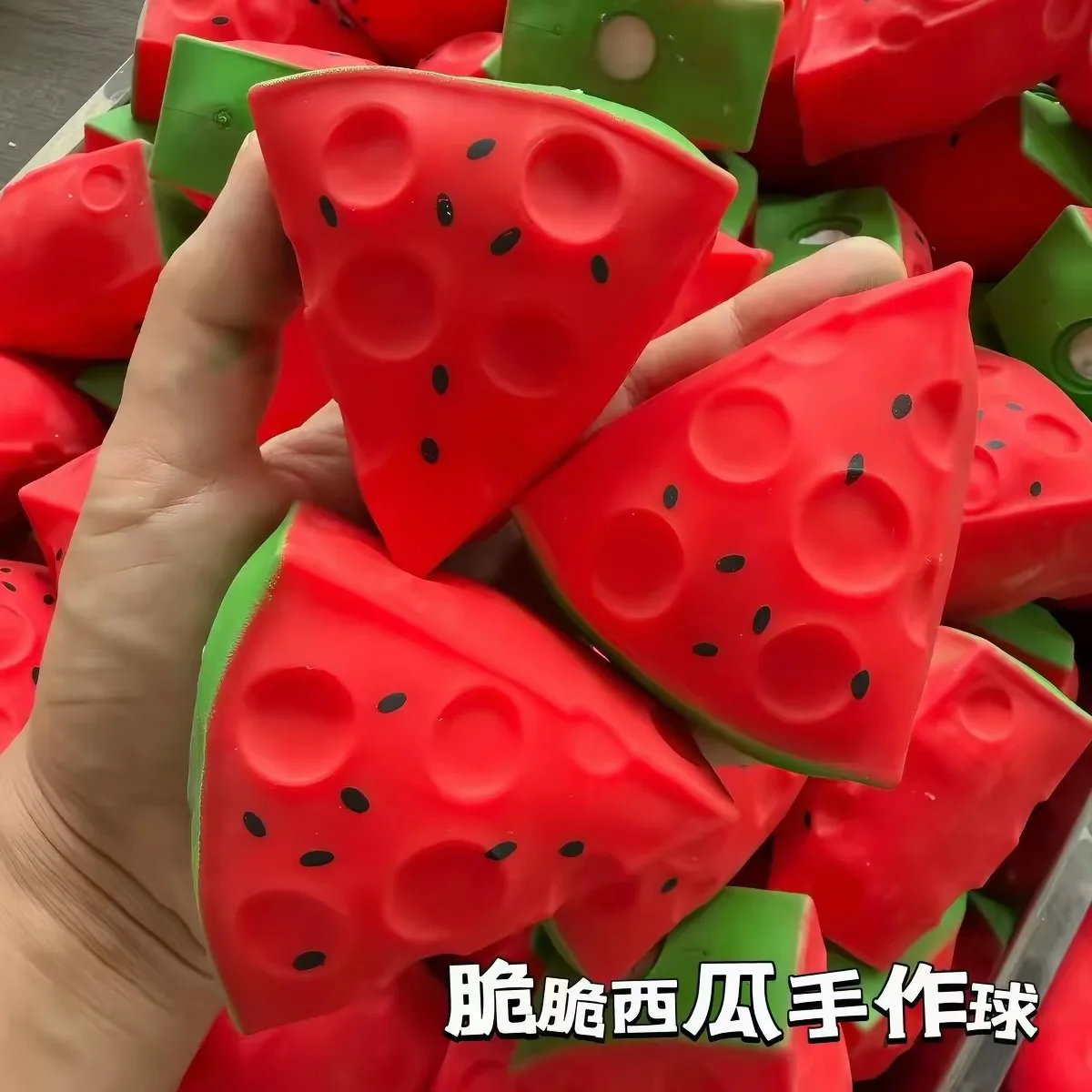 Watermelon Stress Ball Crunchy Squeeze Ball Squishy Toy Round Blocks Filled Fidget Toy ASMR Sensory Anti Stress Relief Toy - view 4