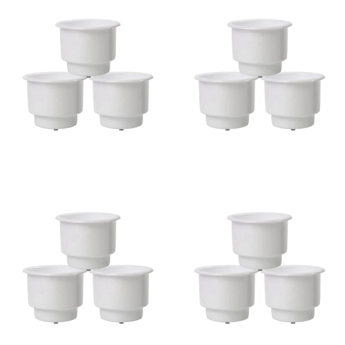 12Pcs Recessed Drop in Plastic Cup Drink Can Holder with Drain for Boat Car Marine Rv (White)