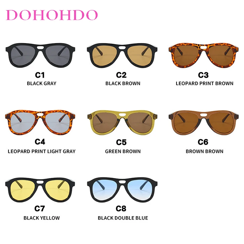 Punk Vintage Pilot Double Bridge Oversized Frame Women Sunglasses Brand Designer Men Sunglass Outdoor Drive Travel Eyewear UV400