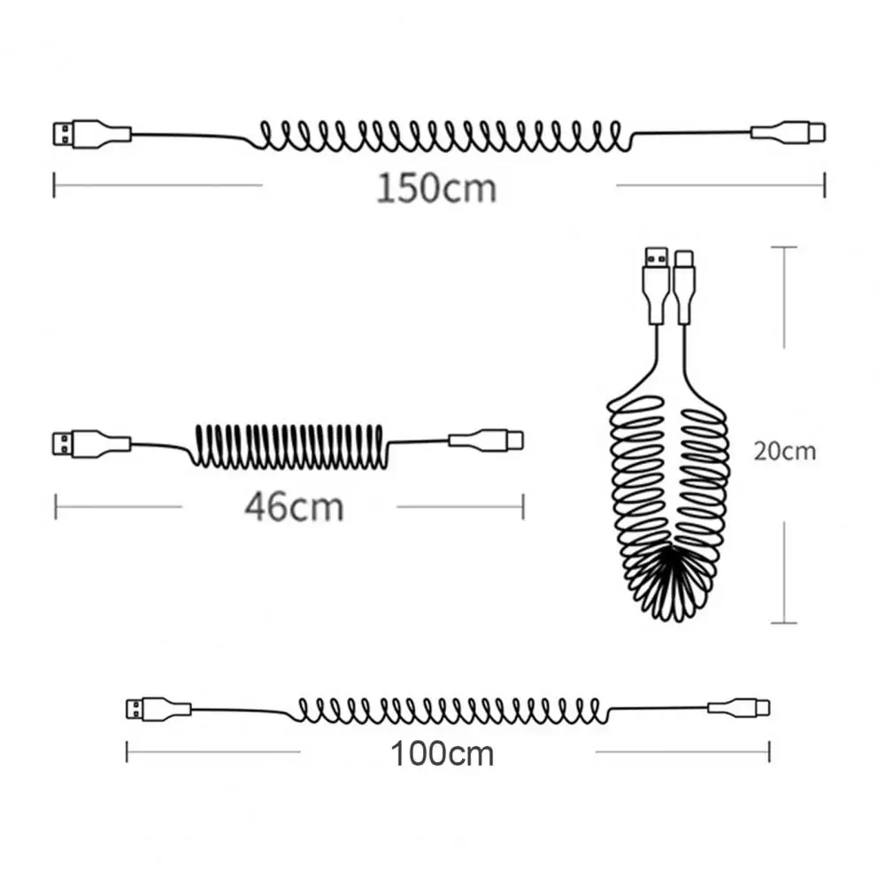 Charging Cable Great Performance Charging Cord Telescopic Spring Design Type-C/USB/8-Pin Charging Cable Quick Charger