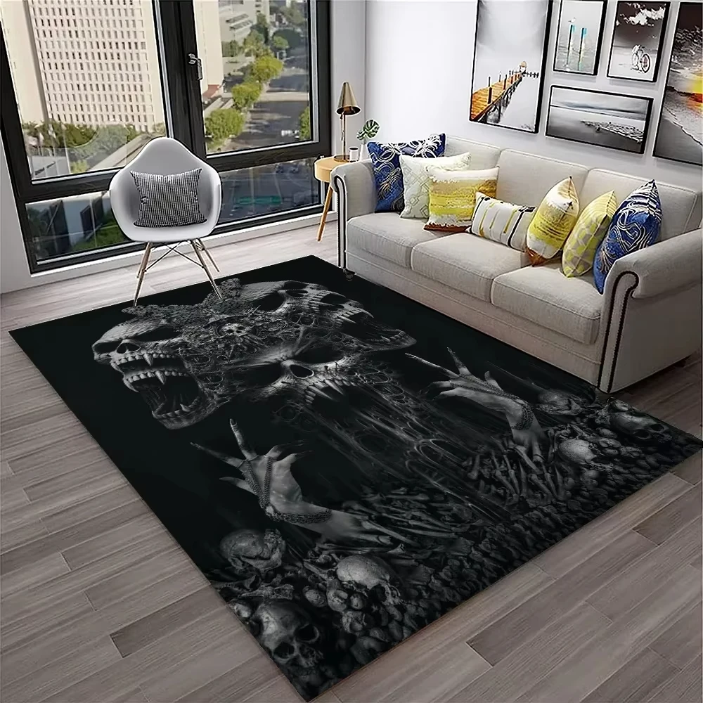 VIKAMA Gothic Horror Skull Ghost Cartoon Carpet Rug for Home Living Room Bedroom Sofa Doormat Decor,kids Area Rug Floor Mat