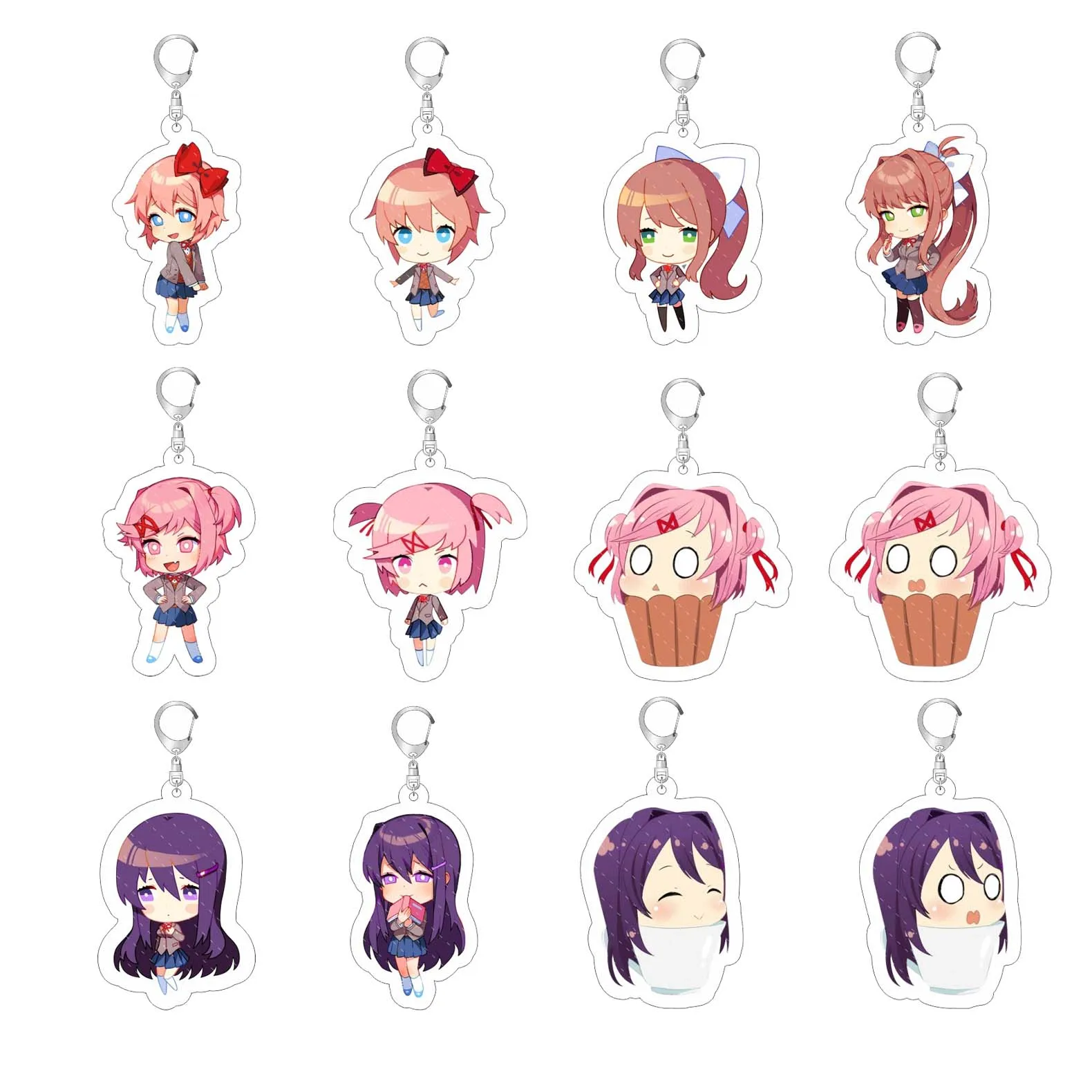 Anime Doki Doki Literature Club Acrylic Cute Q-version Sayori  Natsuki Yuri Monika Backpack keychain gift