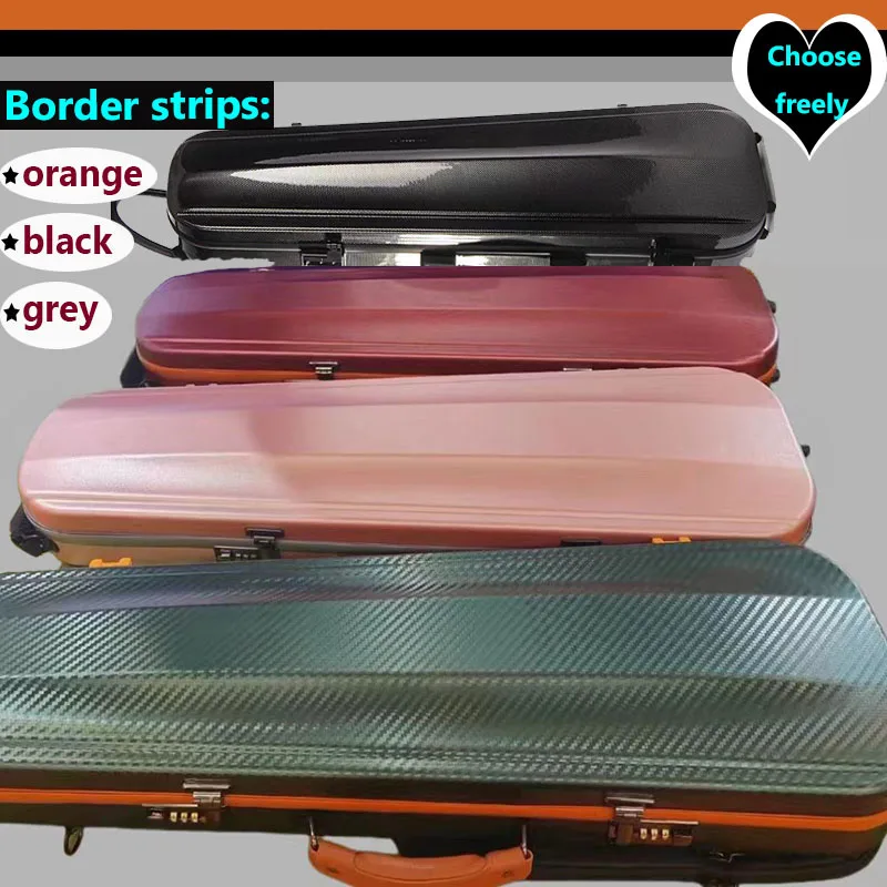 Fastshipping 4/4 Orange Grey Black Edge Strip Carbon Fiber Band Score Bag Violin Box case