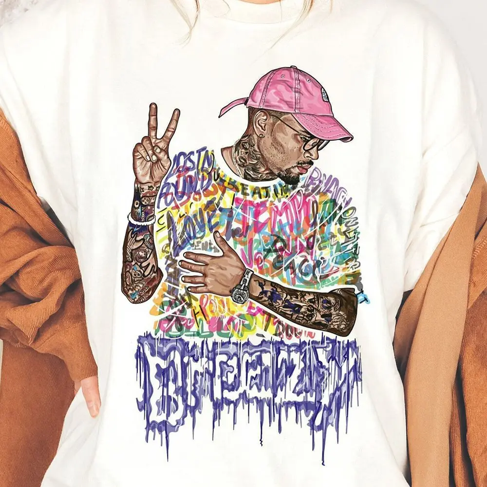 

Крис Браун, персонализированная одежда с принтом американской звезды, футболка с короткими рукавами, летний мужской и женский повседневный свободный топ High Street