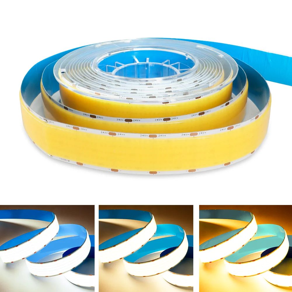 

Super Bright Dimmable COB LED Strip Light 30mm PCB 1600leds/m High Density Flexible Tape 3000-6500K Linear Led Lights DC12V 24V