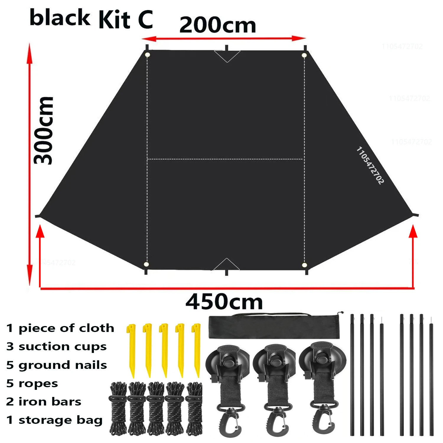 Sonnenschutz-Zelt für Auto-Seitenwand in Fledermausform, Silberbeschichtetes Wasserdichtes Tuch, Wasserdicht, für Outdoor-Camping, SUV-Box-Typ Auto-Heckabdeckung – Detail 22