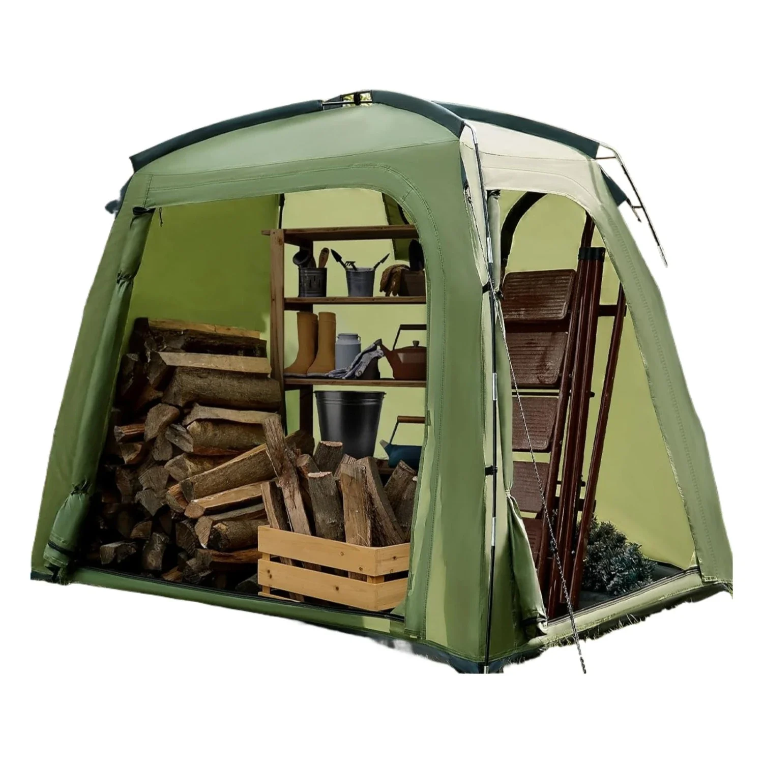 

PU Coated Bike Shed - 3 Bike & Lawn Gear Storage Tent, Waterproof & Lightweight for Garden/Patio Use