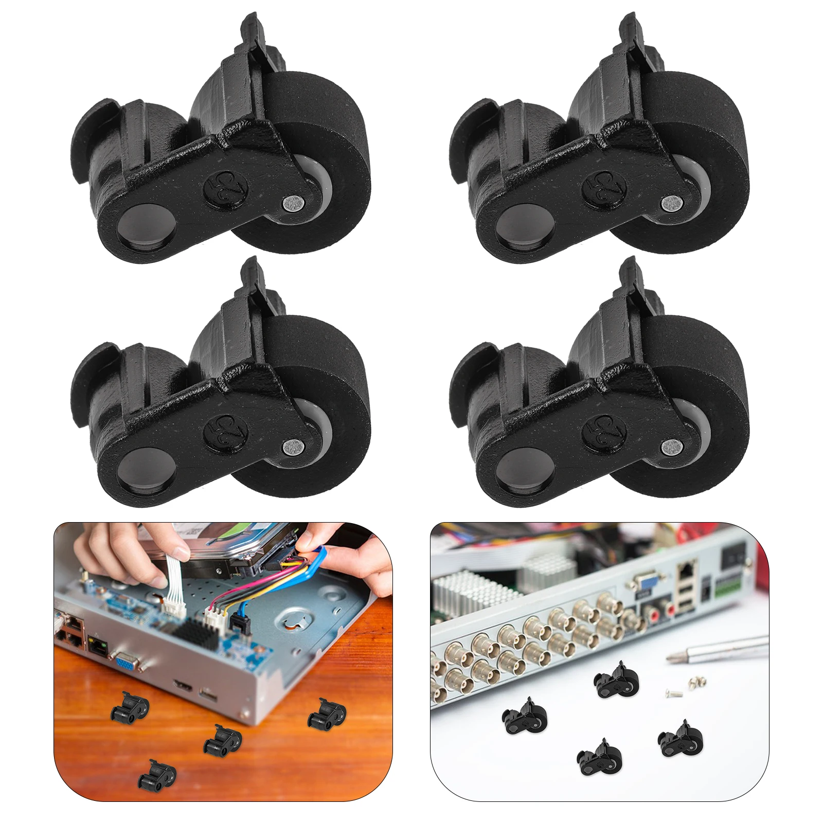 

4pcs Pinch Roller For Cassette Tape Recorder Audio Machine Parts Durable Rubber Plastic Bearing Pulley Wheel With Frame