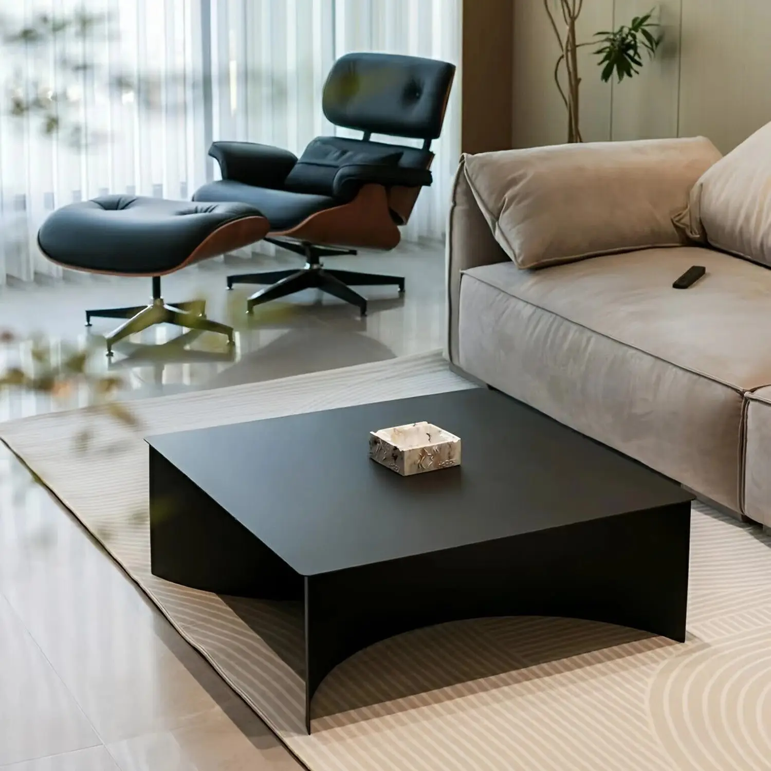

Minimalist coffee table black rectangular designer living room sofa combination creative simple size apartment