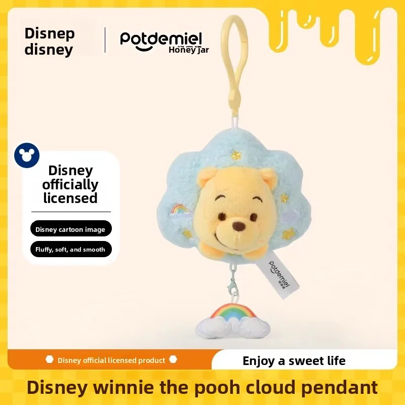 Potdemiel Disney Offizieller Honey Pot Pooh Cloud Schlüsselanhänger, süßer Plüsch-Winnie The Pooh-Anhänger, Charm für Schultaschen, Geschenk für Mädchen