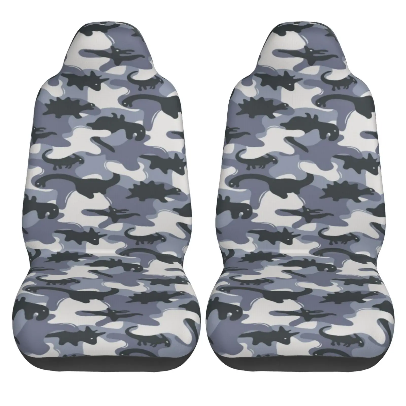 Interesting Dinosaur Pattern Print Car Seat Covers 2 Pcs Front Seat Protector Bucket Seat Covers Universal Auto Accessories