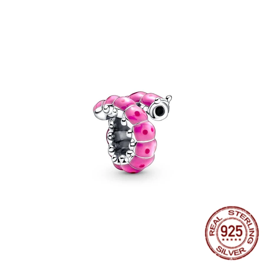 New Pink Original DIY Series Bead Little Boy Girl Axolotl Champagne Glass 925 Sterling Silver Fit Pandora Bracelet Charm Jewelry