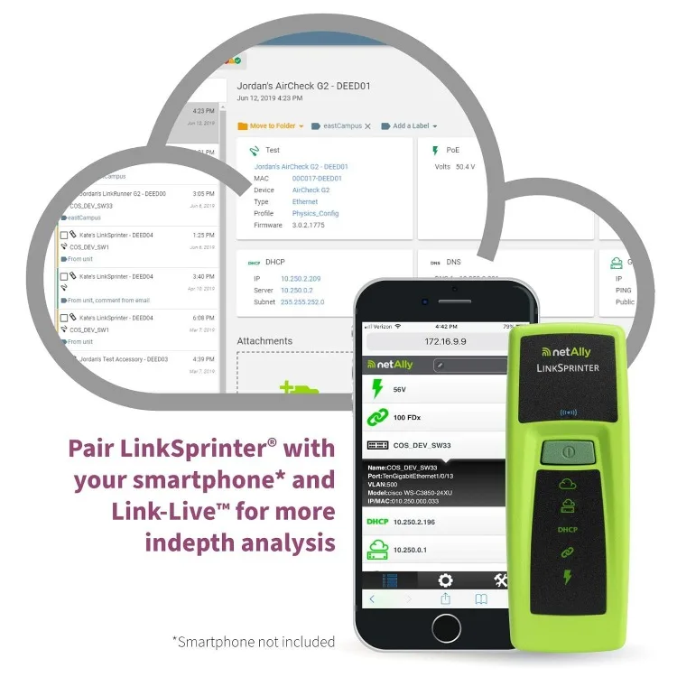 LSPRNTR-300 LinkSprinter 300 Network Tester with WiFi and Distance to Cable Fault Indication