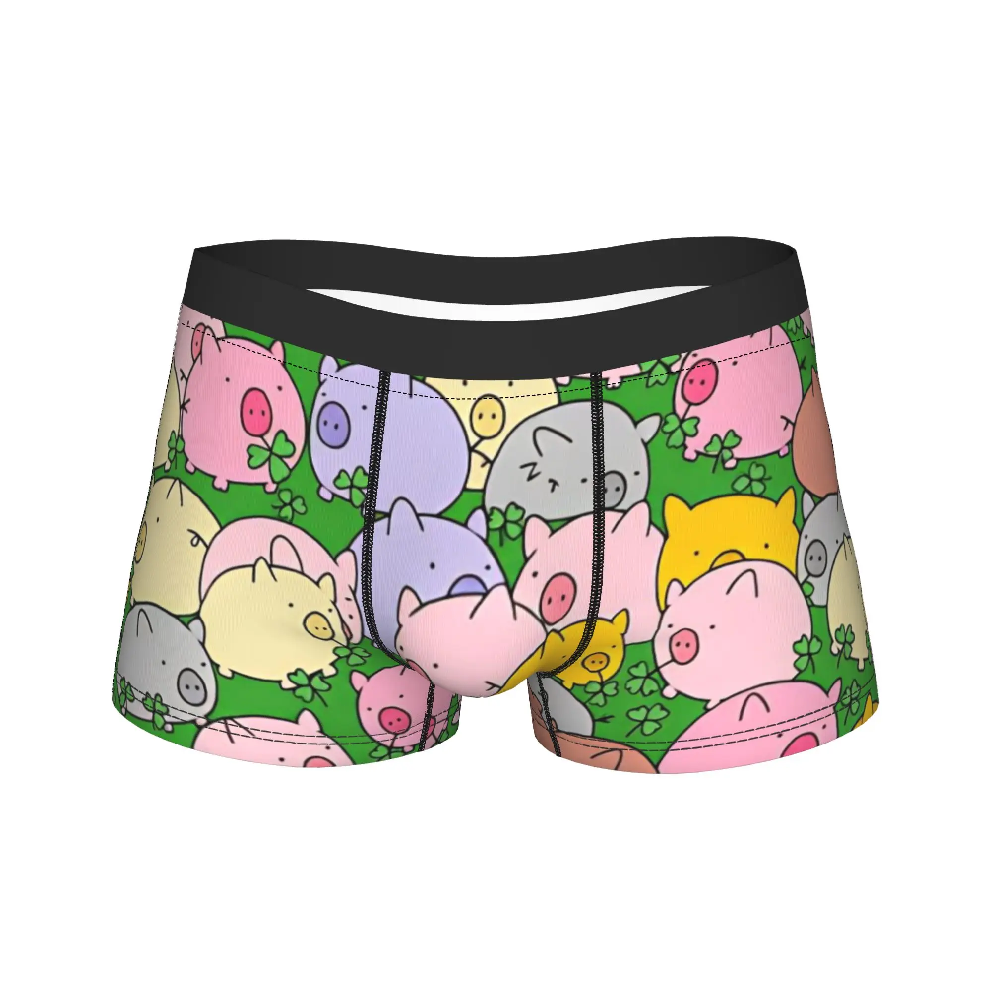 

Multicolor Pig With Clover Seamless Pattern Underwear Men's Underpants Sexy Soft Boxer Shorts Hot Sale Boxer Brief Big Size
