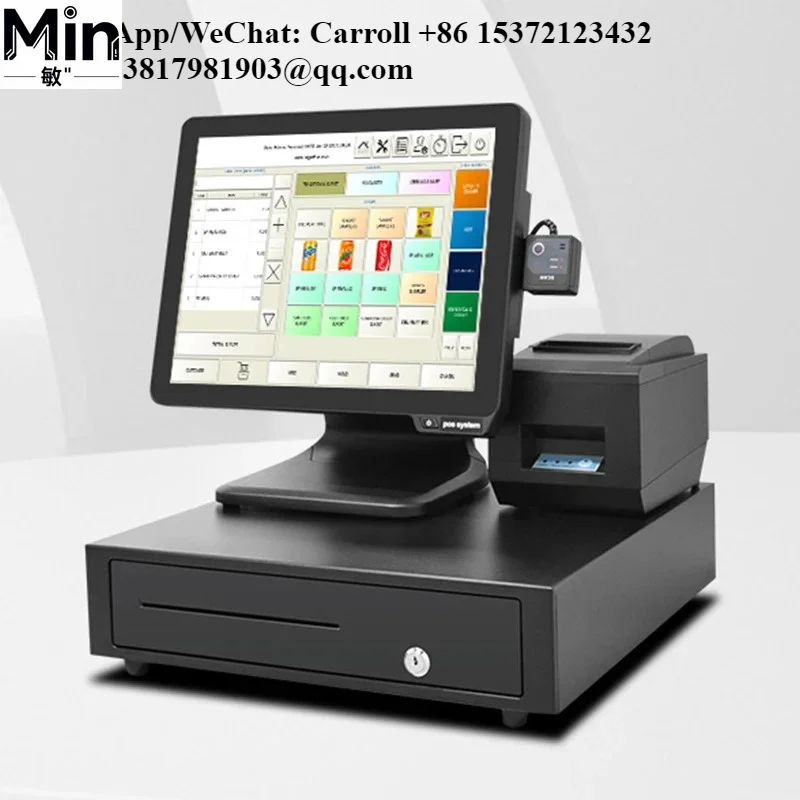 

Windows POS System 15 Inch Touch All-in-One Cash Register Supermarket Universal with Replaceable Scanner