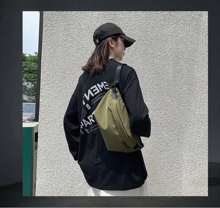 Trendy Sport Chest Bag For Men Retro Simple Khaki Black Green Shoulder Bag Outerdoor Travel Casual Messenager Waist Bag For Mans