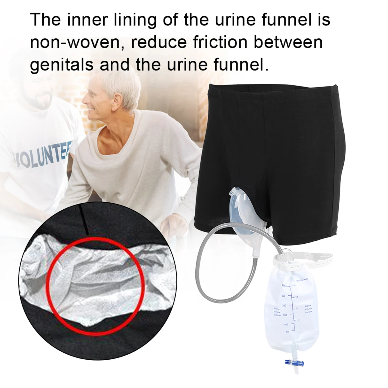 500ml Reusable Male Urinal Leg Bag Silicone Urine Funnel Pee Holder Collector with Catheter